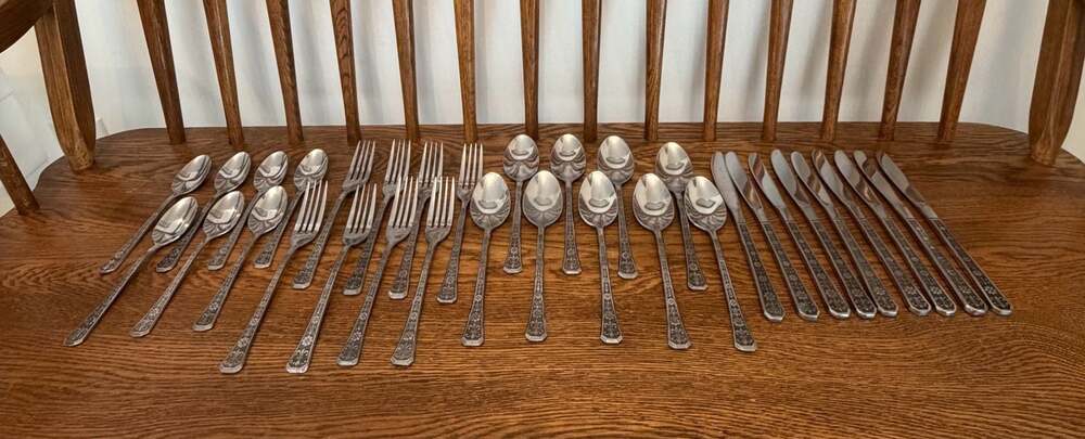 Interpur Stainless Korea Floral Pattern Flatware Set
